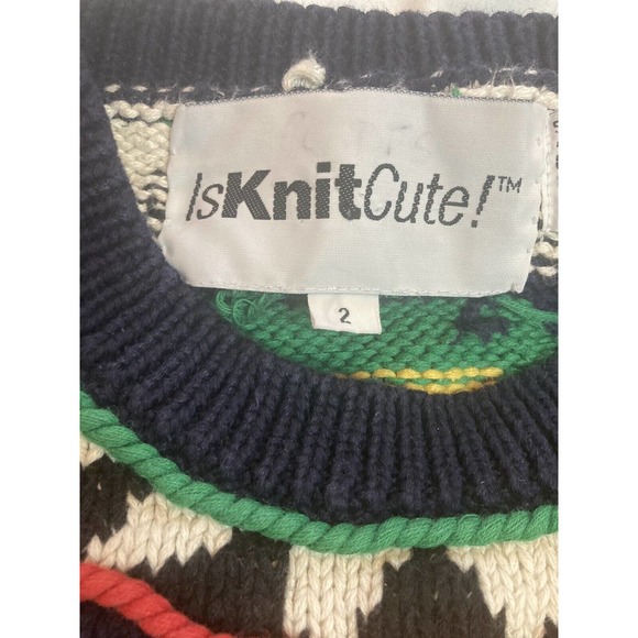 Vintage Early 90s IsKnitCute! Hand Knit Noah’s Ark Sweater. Size 2 = Large - Picture 1 of 12